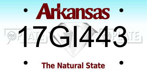 17GI443 Arkansas License Plate