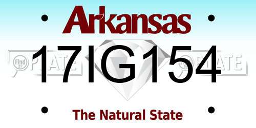 17IG154 Arkansas License Plate
