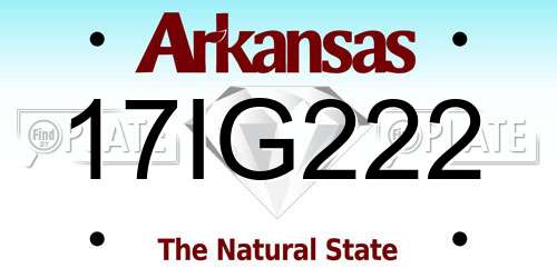 17IG222 Arkansas License Plate