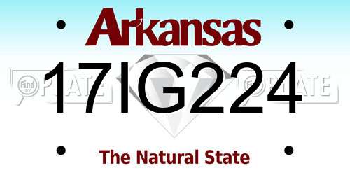 17IG224 Arkansas License Plate