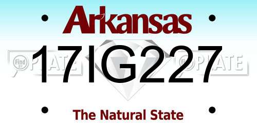 17IG227 Arkansas License Plate