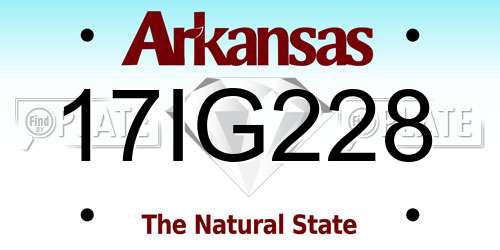 17IG228 Arkansas License Plate