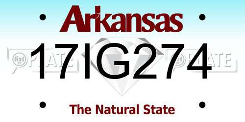 17IG274 Arkansas License Plate