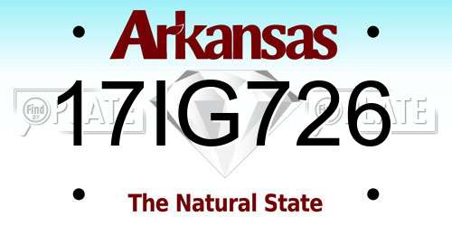 17IG726 Arkansas License Plate