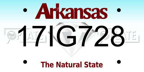17IG728 Arkansas License Plate