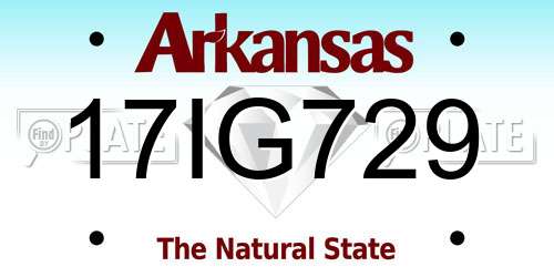 17IG729 Arkansas License Plate