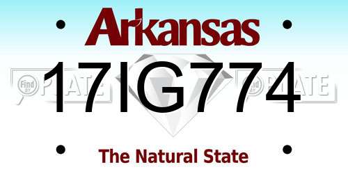 17IG774 Arkansas License Plate