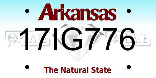 17IG776 Arkansas License Plate