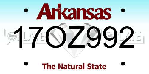 17OZ992 Arkansas License Plate