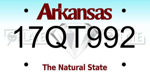 17QT992 Arkansas License Plate