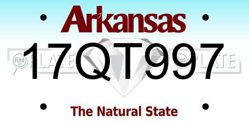 17QT997 Arkansas License Plate