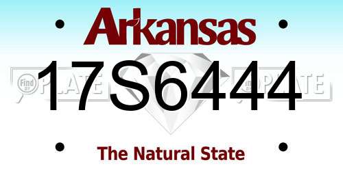 17S6444 Arkansas License Plate