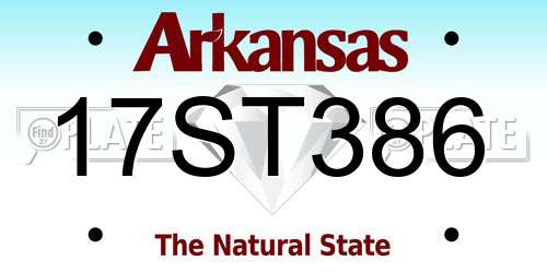 17ST386 Arkansas License Plate