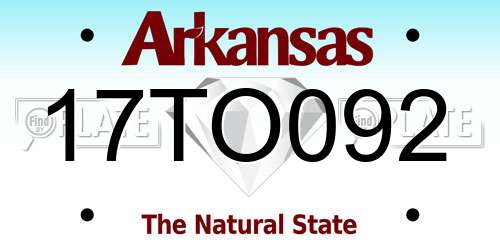 17TO092 Arkansas License Plate