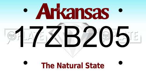 17ZB205 Arkansas License Plate