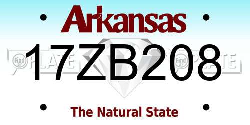 17ZB208 Arkansas License Plate