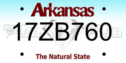 17ZB760 Arkansas License Plate