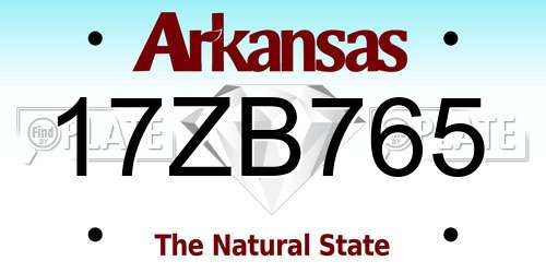 17ZB765 Arkansas License Plate