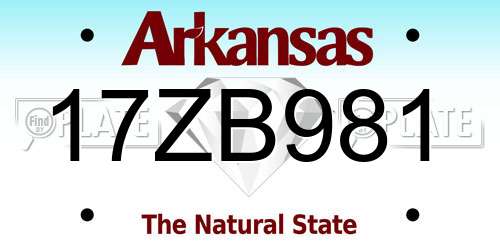 17ZB981 Arkansas License Plate