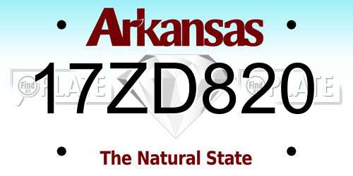 17ZD820 Arkansas License Plate