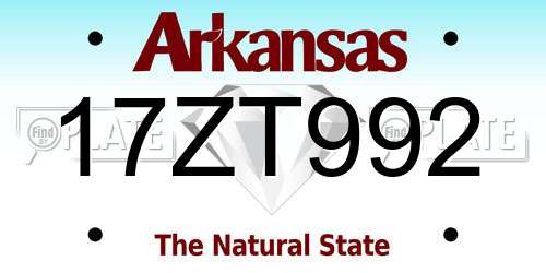 17ZT992 Arkansas License Plate