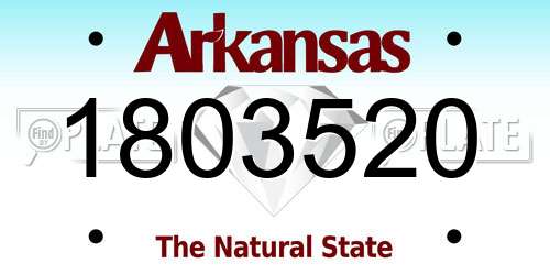 1803520 Arkansas License Plate
