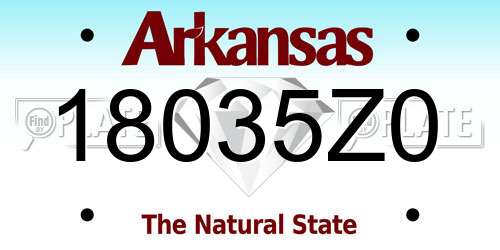 18035Z0 Arkansas License Plate