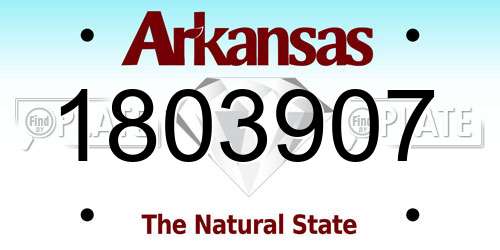 1803907 Arkansas License Plate