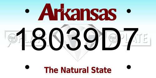 18039D7 Arkansas License Plate
