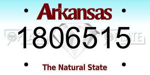1806515 Arkansas License Plate