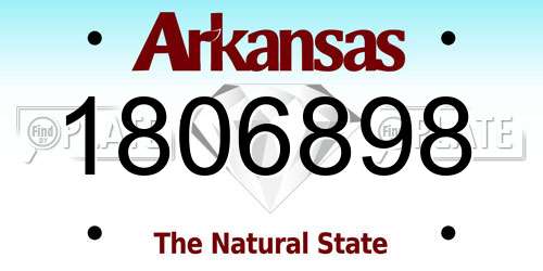 1806898 Arkansas License Plate
