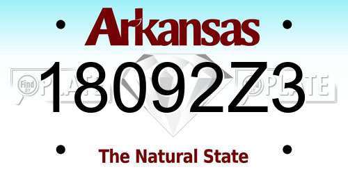 18092Z3 Arkansas License Plate