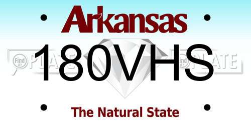 180VHS Arkansas License Plate
