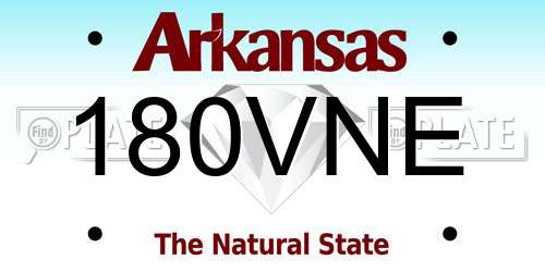180VNE Arkansas License Plate