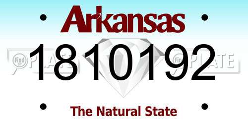 1810192 Arkansas License Plate