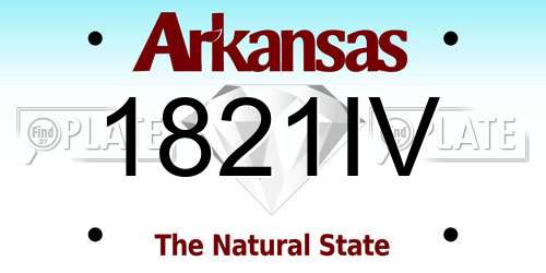 1821IV Arkansas License Plate