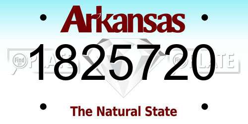 1825720 Arkansas License Plate