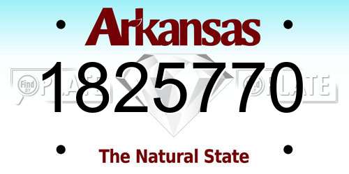 1825770 Arkansas License Plate