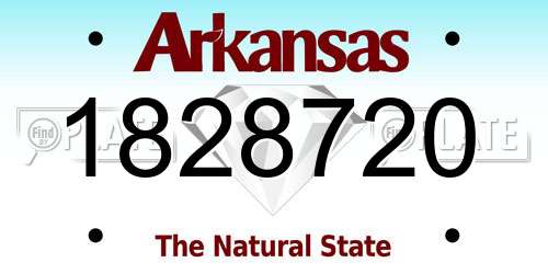 1828720 Arkansas License Plate