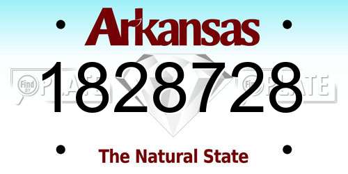 1828728 Arkansas License Plate
