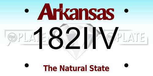 182IIV Arkansas License Plate