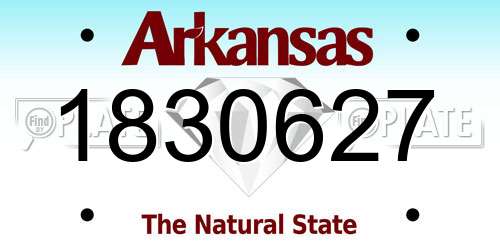1830627 Arkansas License Plate