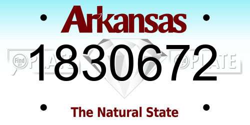 1830672 Arkansas License Plate
