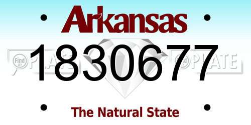 1830677 Arkansas License Plate
