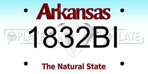 1832BI Arkansas License Plate