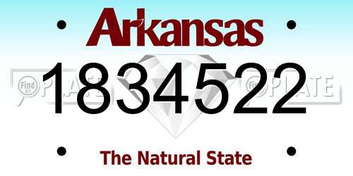1834522 Arkansas License Plate