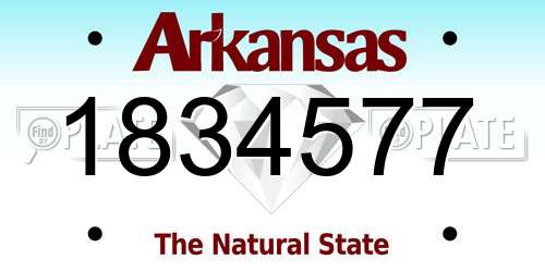 1834577 Arkansas License Plate