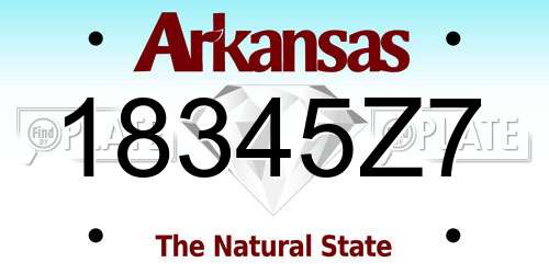 18345Z7 Arkansas License Plate