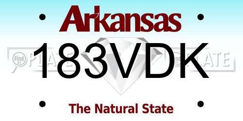 183VDK Arkansas License Plate