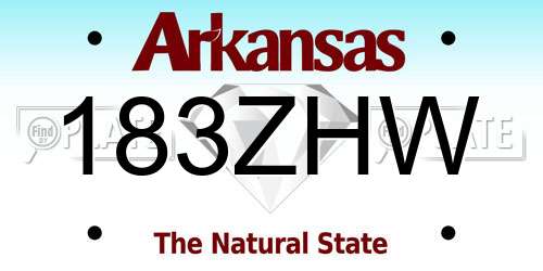 183ZHW Arkansas License Plate